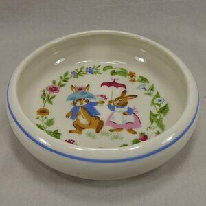 Dwight Morris Tot Trainer Baby Bowl Bunny Rabbit Floral Toddler Feeding Dish